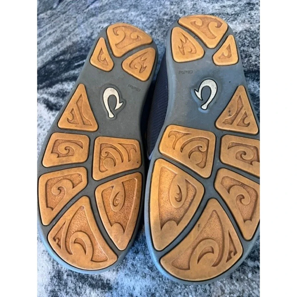 OluKai Nohea Mesh Men 9 Grey Good Drop-in Heel Slip On Shoes 10188-4242 Hawaiin